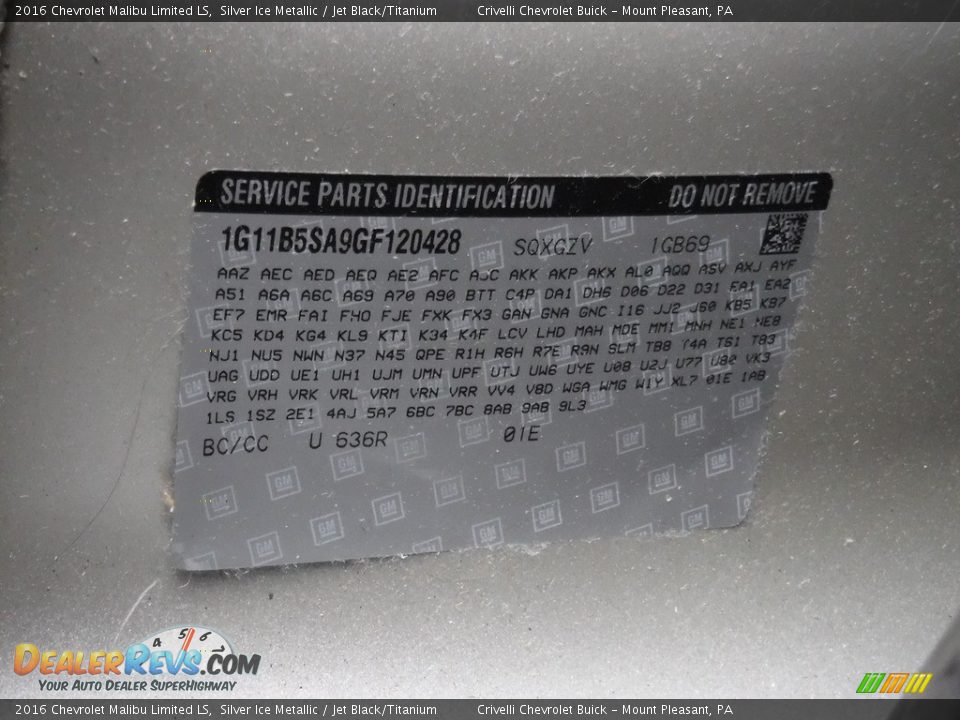 2016 Chevrolet Malibu Limited LS Silver Ice Metallic / Jet Black/Titanium Photo #33