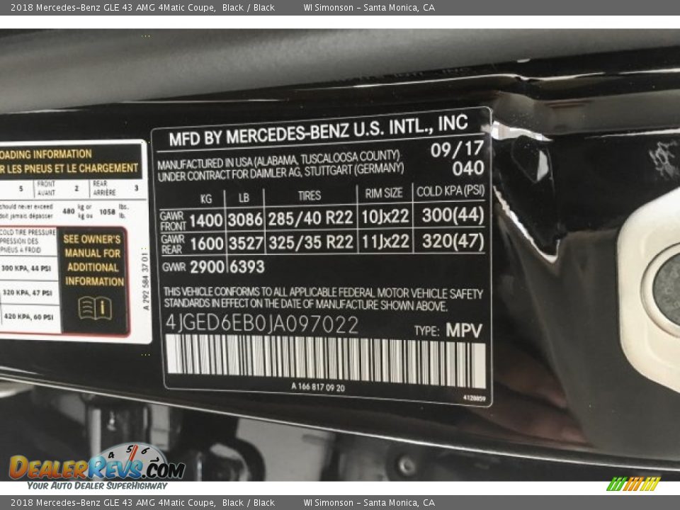 2018 Mercedes-Benz GLE 43 AMG 4Matic Coupe Black / Black Photo #23