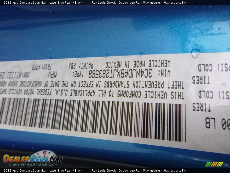 2018 Jeep Compass Sport 4x4 Laser Blue Pearl / Black Photo #14