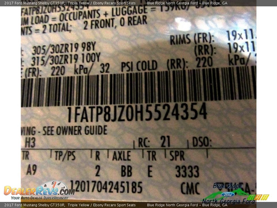 2017 Ford Mustang Shelby GT350R Triple Yellow / Ebony Recaro Sport Seats Photo #26