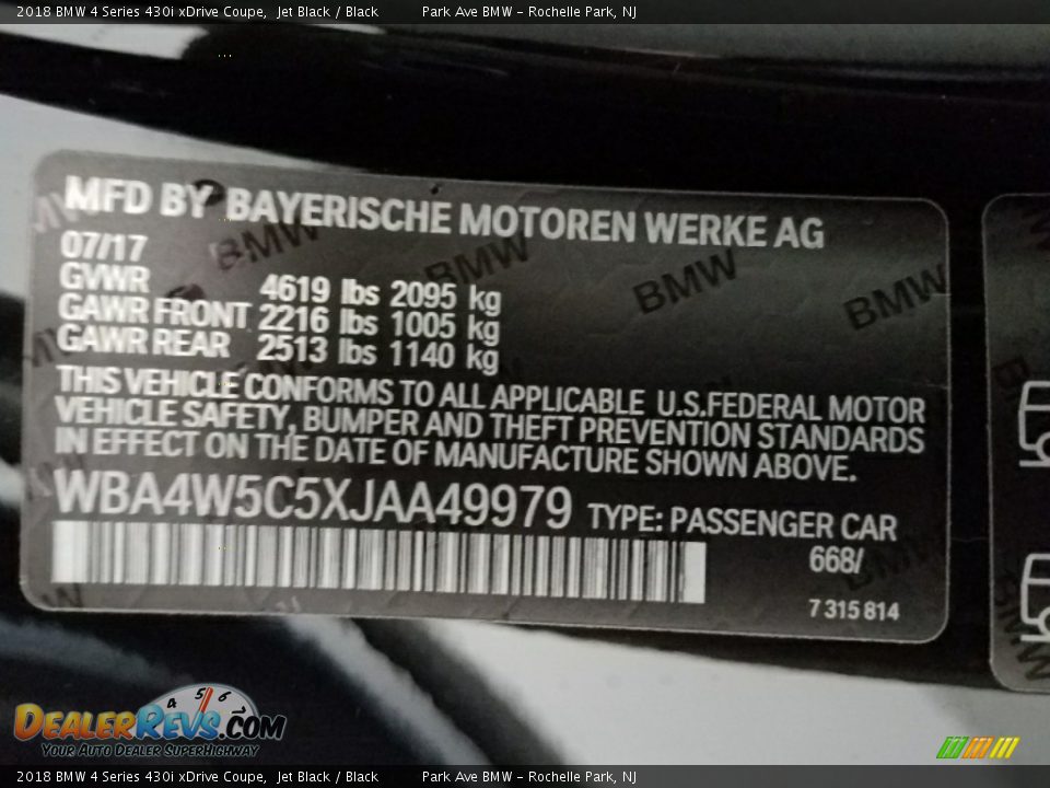 2018 BMW 4 Series 430i xDrive Coupe Jet Black / Black Photo #28