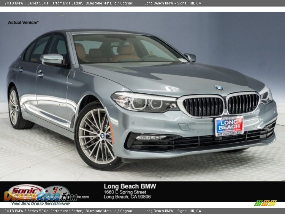 2018 BMW 5 Series 530e iPerfomance Sedan Bluestone Metallic / Cognac Photo #1