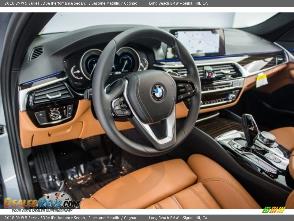 2018 BMW 5 Series 530e iPerfomance Sedan Bluestone Metallic / Cognac Photo #6