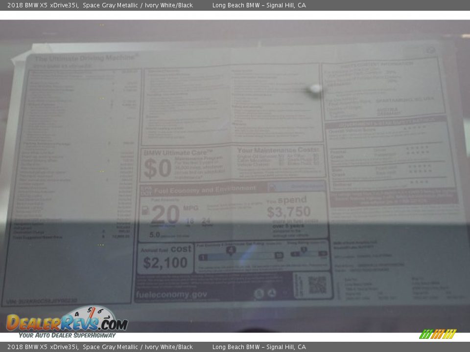 2018 BMW X5 xDrive35i Space Gray Metallic / Ivory White/Black Photo #10