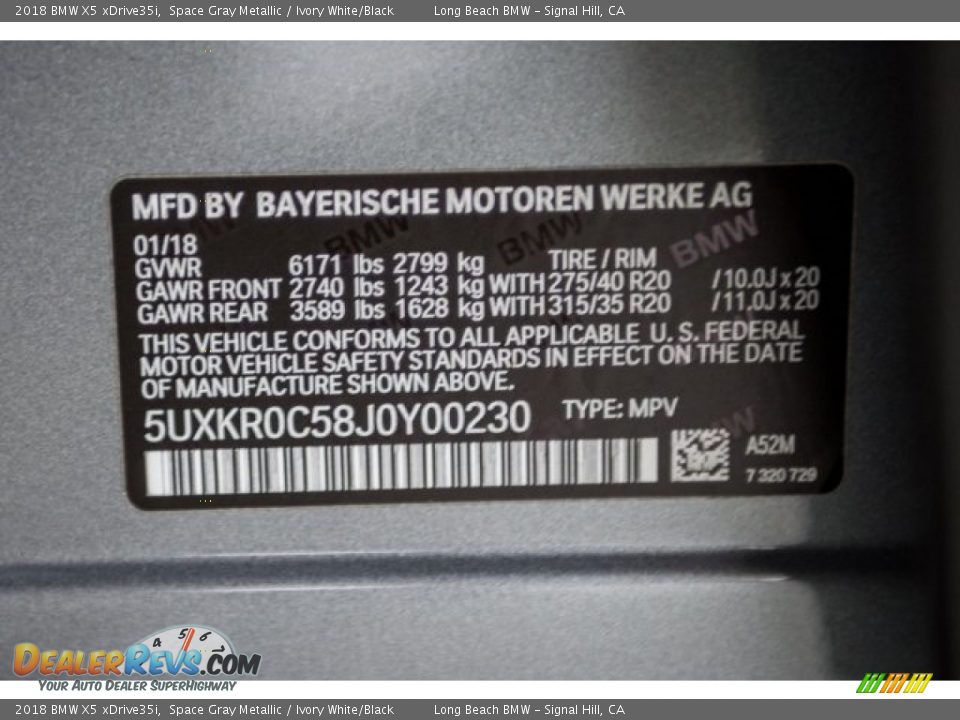 2018 BMW X5 xDrive35i Space Gray Metallic / Ivory White/Black Photo #12