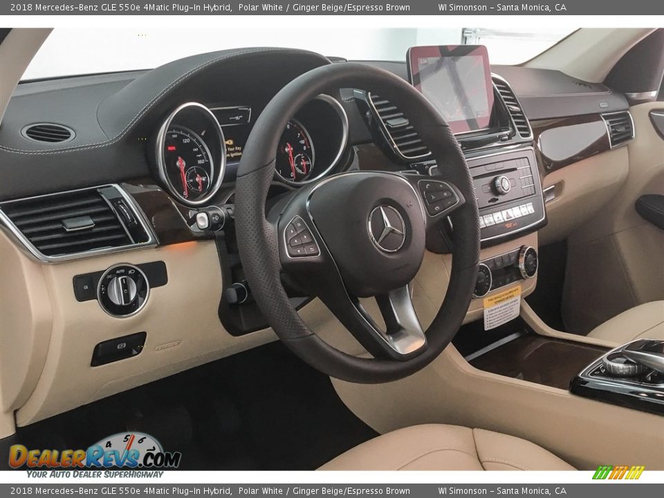 2018 Mercedes-Benz GLE 550e 4Matic Plug-In Hybrid Polar White / Ginger Beige/Espresso Brown Photo #6