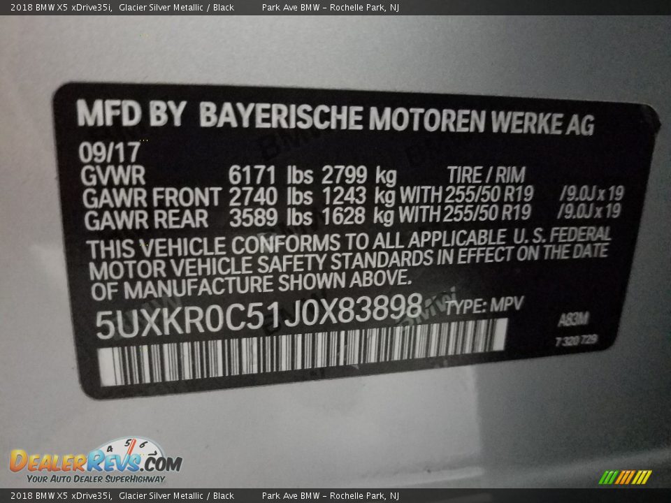 2018 BMW X5 xDrive35i Glacier Silver Metallic / Black Photo #28