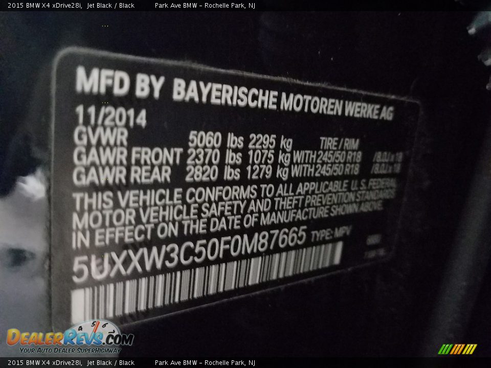 2015 BMW X4 xDrive28i Jet Black / Black Photo #27