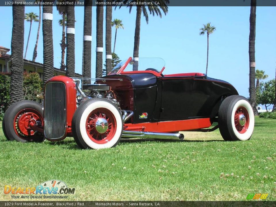 1929 Ford Model A Roadster Black/Red / Red Photo #1