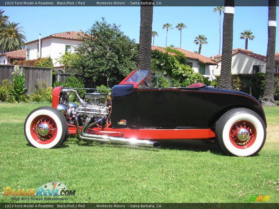 1929 Ford Model A Roadster Black/Red / Red Photo #7