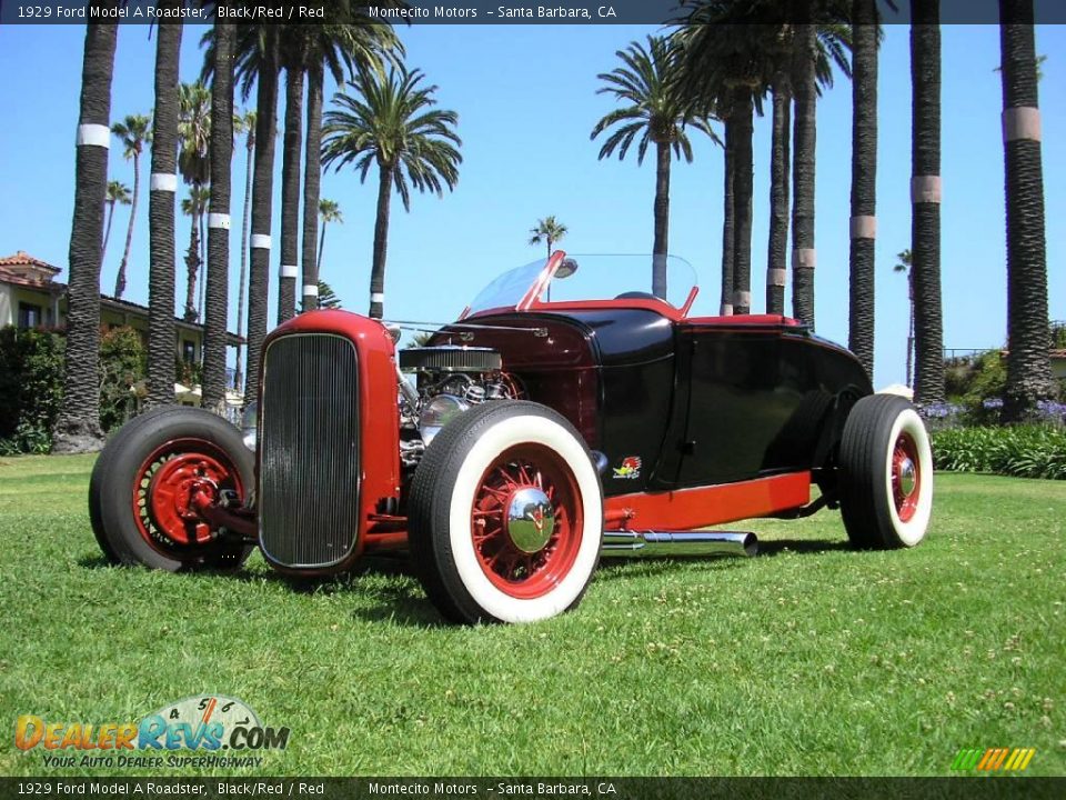 1929 Ford Model A Roadster Black/Red / Red Photo #8