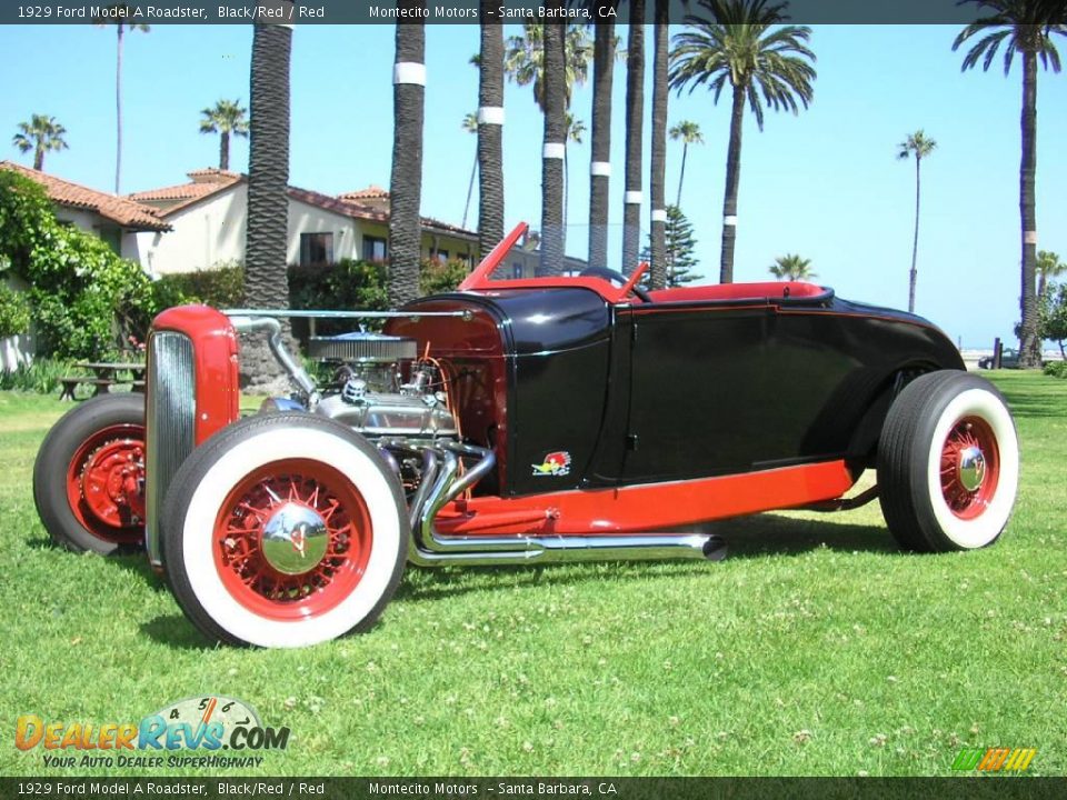1929 Ford Model A Roadster Black/Red / Red Photo #12