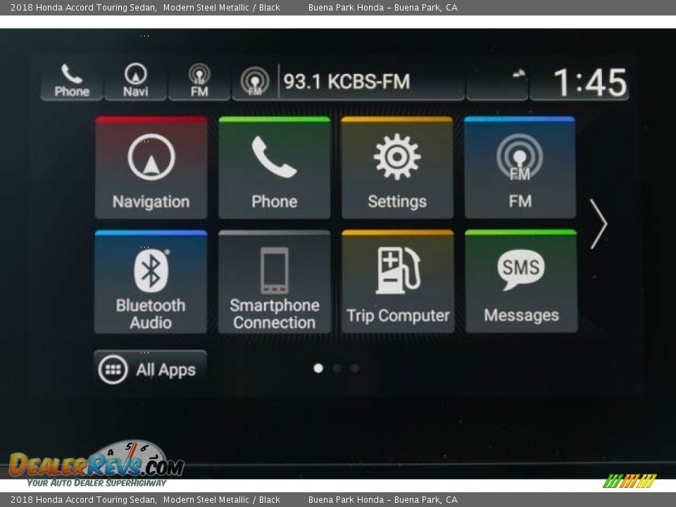 2018 Honda Accord Touring Sedan Modern Steel Metallic / Black Photo #27