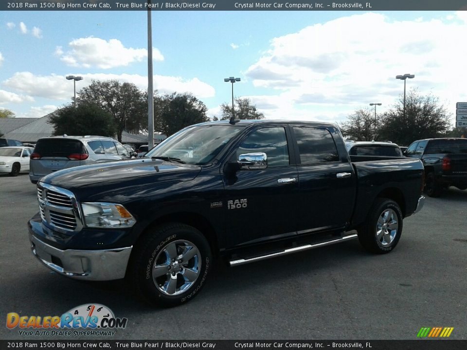 2018 Ram 1500 Big Horn Crew Cab True Blue Pearl / Black/Diesel Gray Photo #2