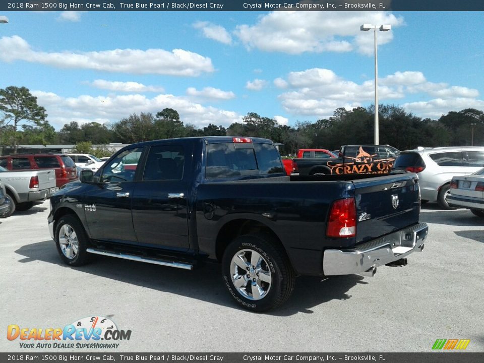 2018 Ram 1500 Big Horn Crew Cab True Blue Pearl / Black/Diesel Gray Photo #4