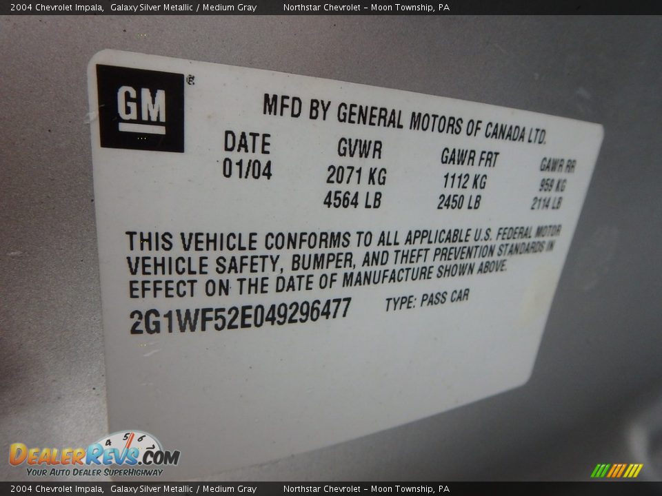 2004 Chevrolet Impala Galaxy Silver Metallic / Medium Gray Photo #14