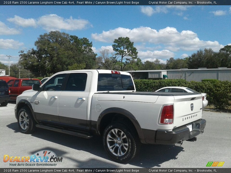 2018 Ram 1500 Laramie Longhorn Crew Cab 4x4 Pearl White / Canyon Brown/Light Frost Beige Photo #3