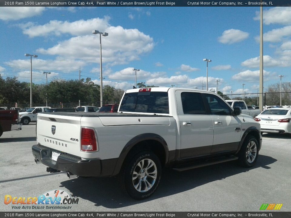 2018 Ram 1500 Laramie Longhorn Crew Cab 4x4 Pearl White / Canyon Brown/Light Frost Beige Photo #5