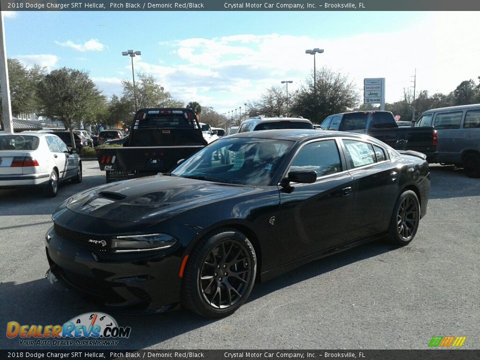 2018 Dodge Charger SRT Hellcat Pitch Black / Demonic Red/Black Photo #1