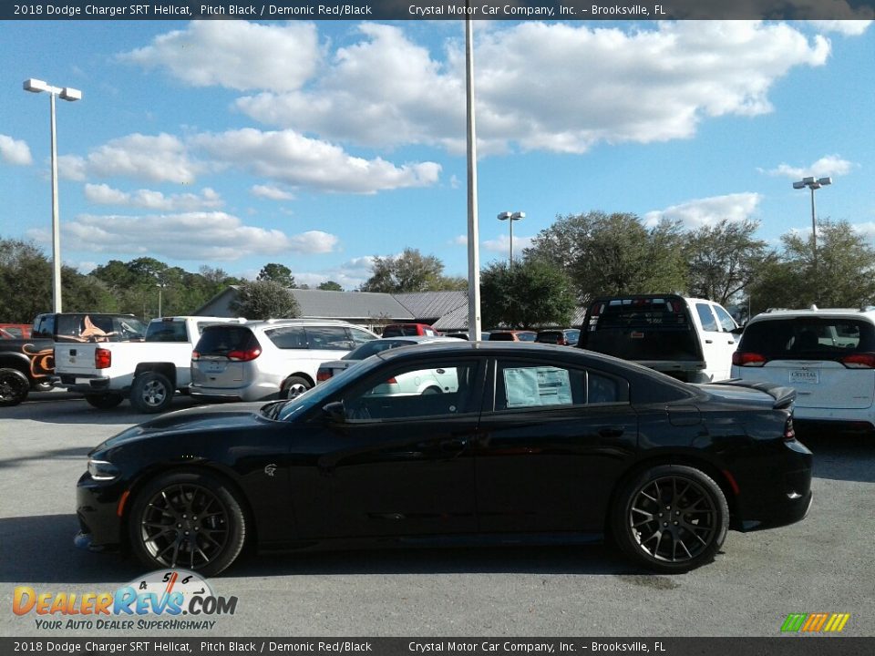 2018 Dodge Charger SRT Hellcat Pitch Black / Demonic Red/Black Photo #2