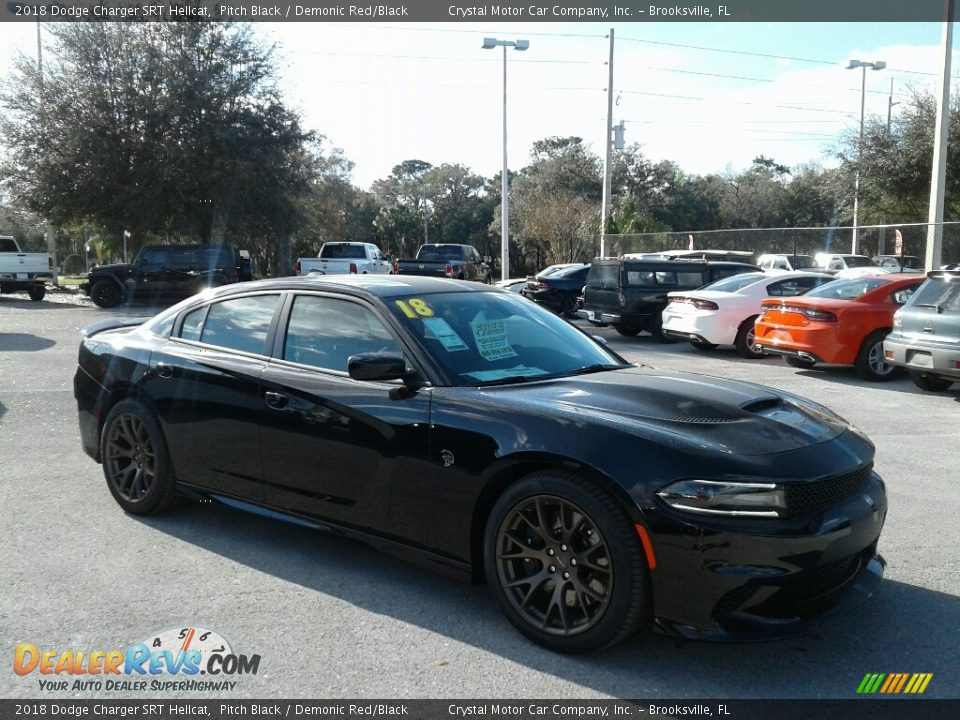 2018 Dodge Charger SRT Hellcat Pitch Black / Demonic Red/Black Photo #7
