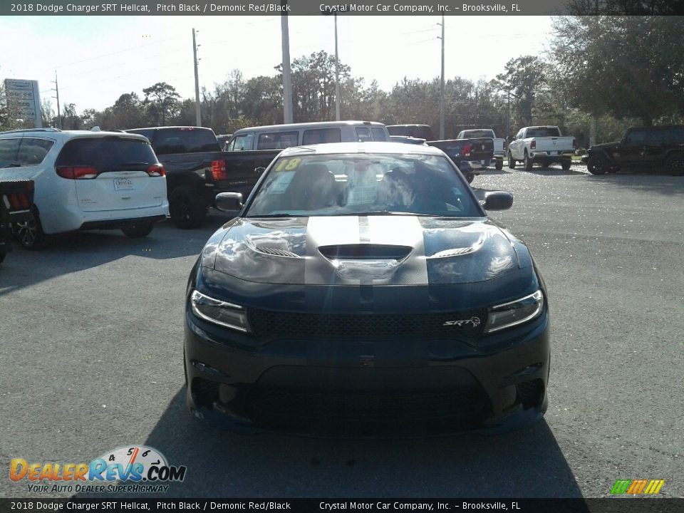 2018 Dodge Charger SRT Hellcat Pitch Black / Demonic Red/Black Photo #8
