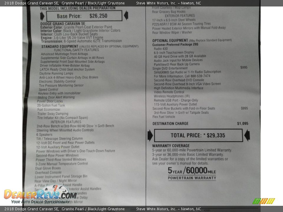 2018 Dodge Grand Caravan SE Granite Pearl / Black/Light Graystone Photo #32