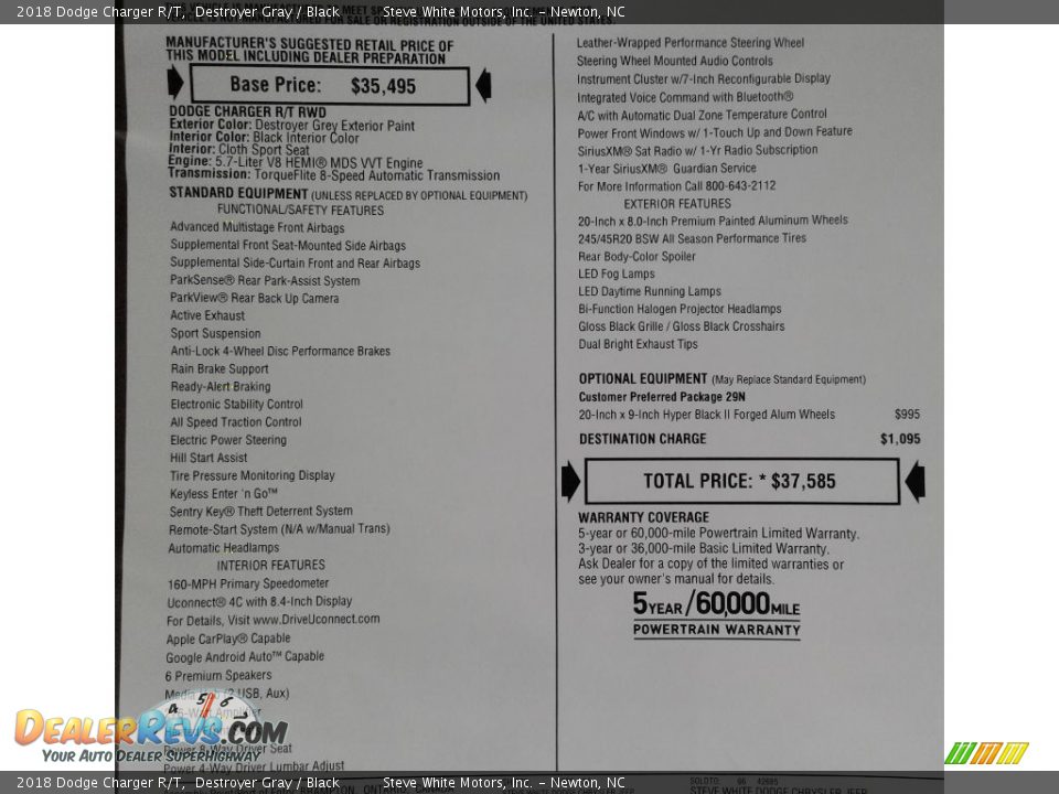 2018 Dodge Charger R/T Destroyer Gray / Black Photo #30