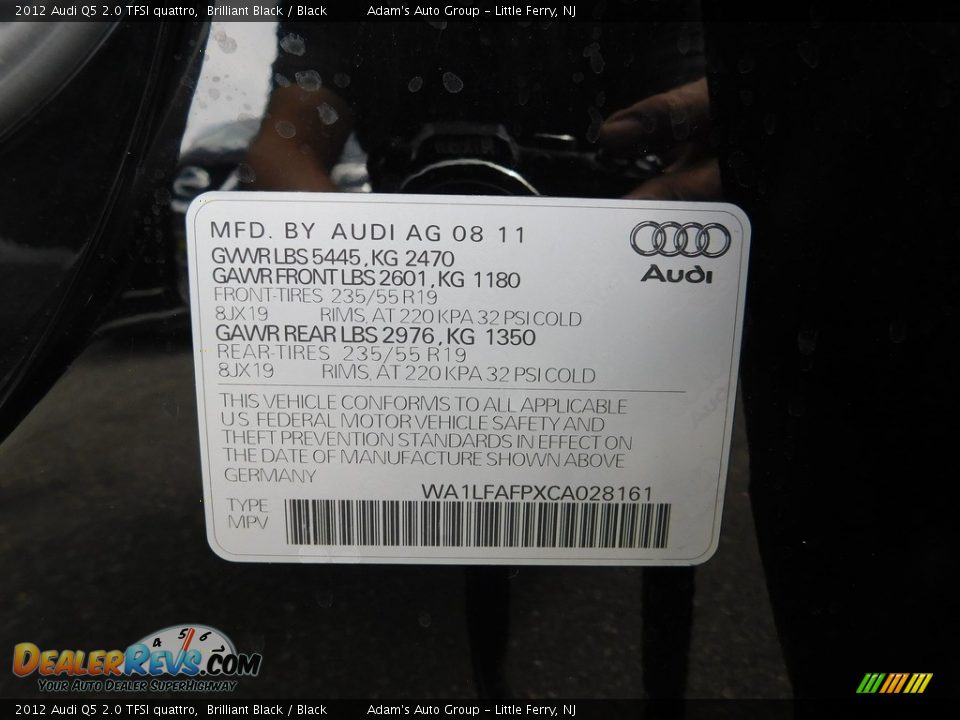 2012 Audi Q5 2.0 TFSI quattro Brilliant Black / Black Photo #9