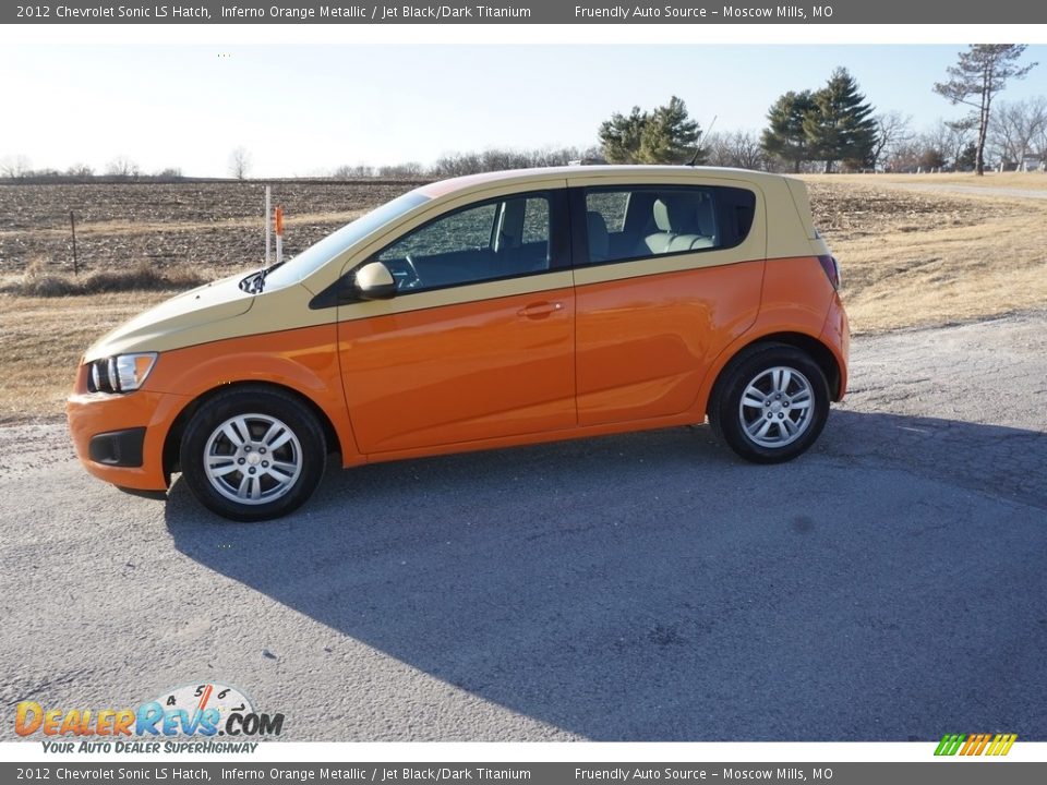 2012 Chevrolet Sonic LS Hatch Inferno Orange Metallic / Jet Black/Dark Titanium Photo #28