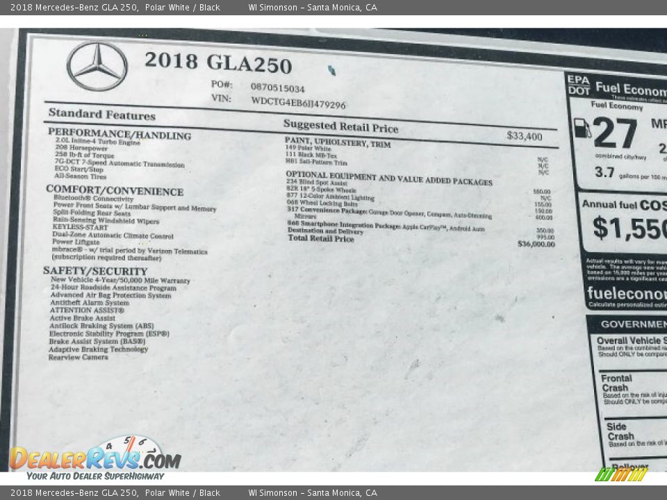 2018 Mercedes-Benz GLA 250 Polar White / Black Photo #11