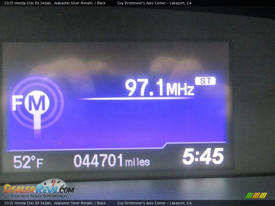 2015 Honda Civic EX Sedan Alabaster Silver Metallic / Black Photo #11