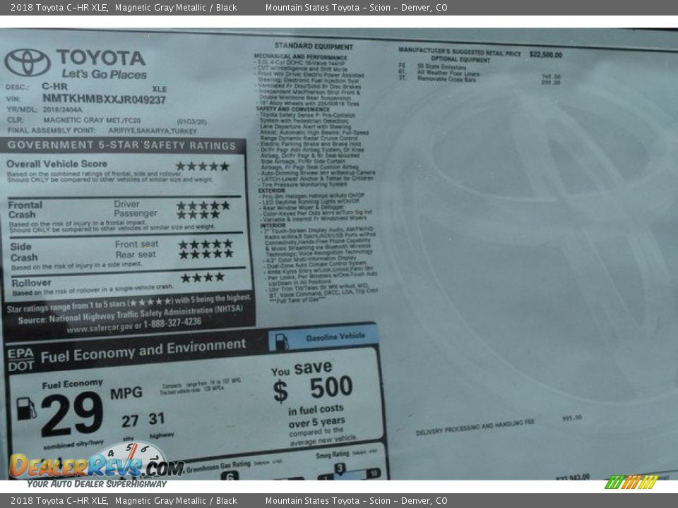 2018 Toyota C-HR XLE Magnetic Gray Metallic / Black Photo #36