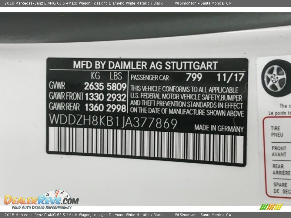 2018 Mercedes-Benz E AMG 63 S 4Matic Wagon designo Diamond White Metallic / Black Photo #22