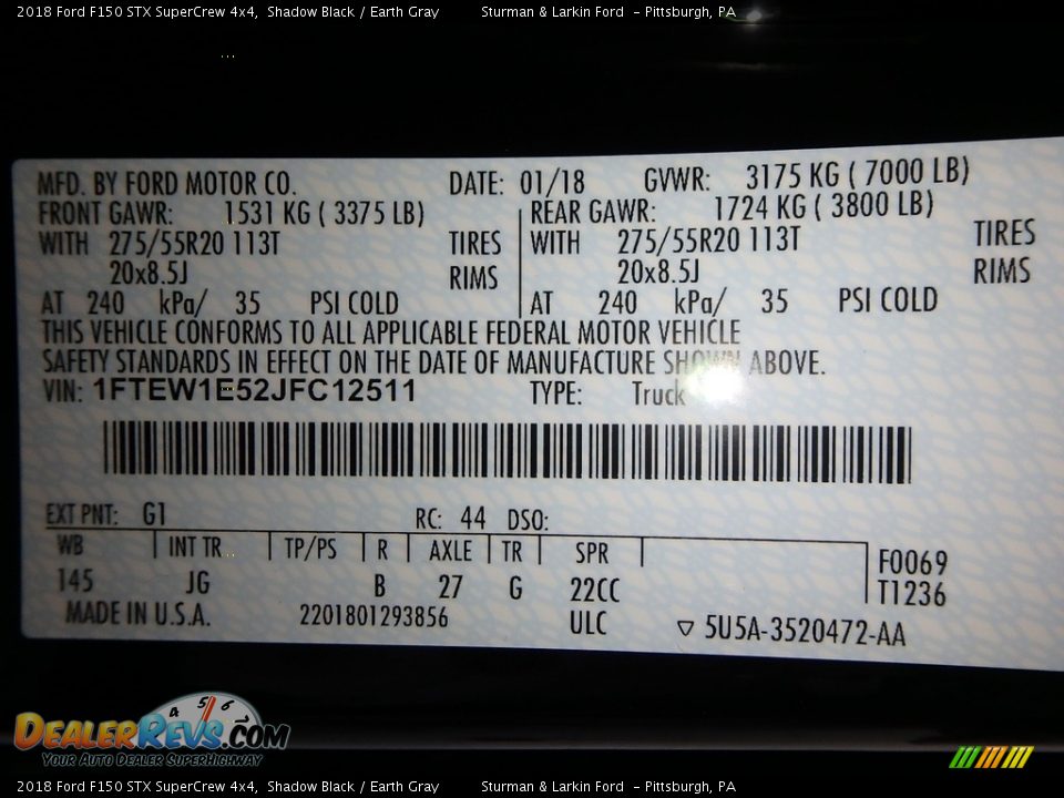 2018 Ford F150 STX SuperCrew 4x4 Shadow Black / Earth Gray Photo #10