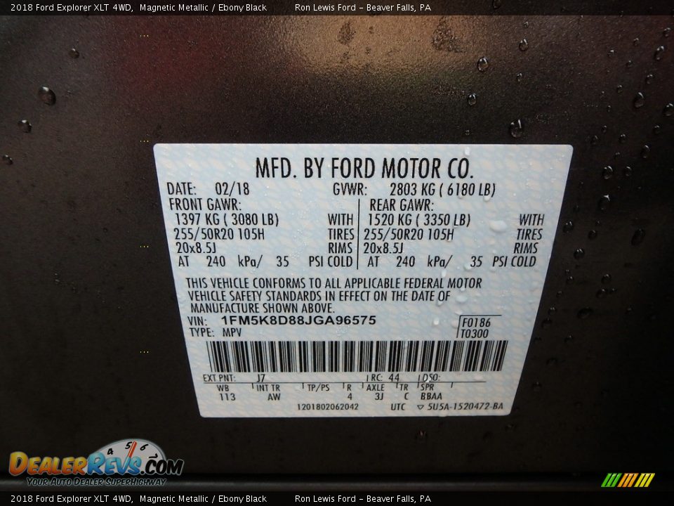 2018 Ford Explorer XLT 4WD Magnetic Metallic / Ebony Black Photo #15