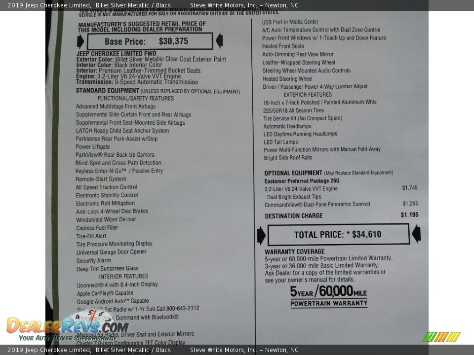 2019 Jeep Cherokee Limited Billet Silver Metallic / Black Photo #31