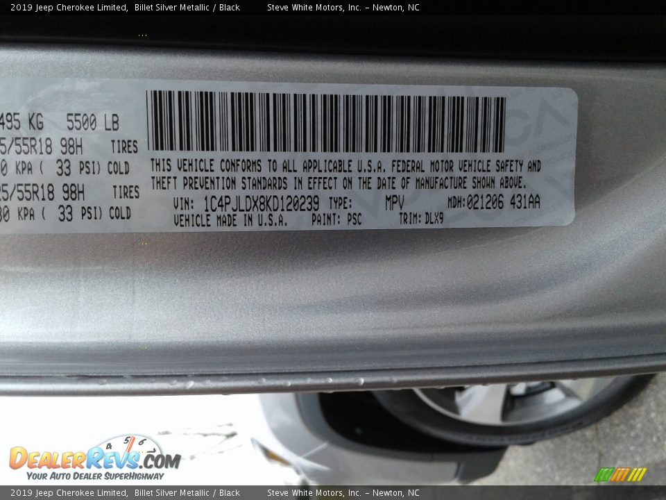 2019 Jeep Cherokee Limited Billet Silver Metallic / Black Photo #34