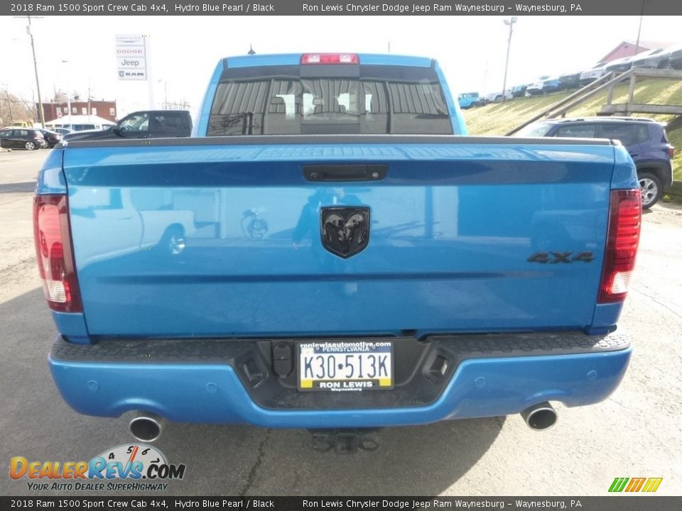 2018 Ram 1500 Sport Crew Cab 4x4 Hydro Blue Pearl / Black Photo #4