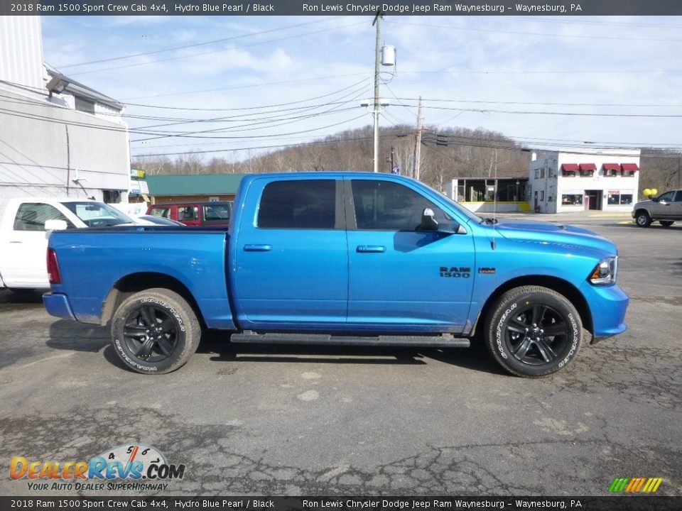 2018 Ram 1500 Sport Crew Cab 4x4 Hydro Blue Pearl / Black Photo #6