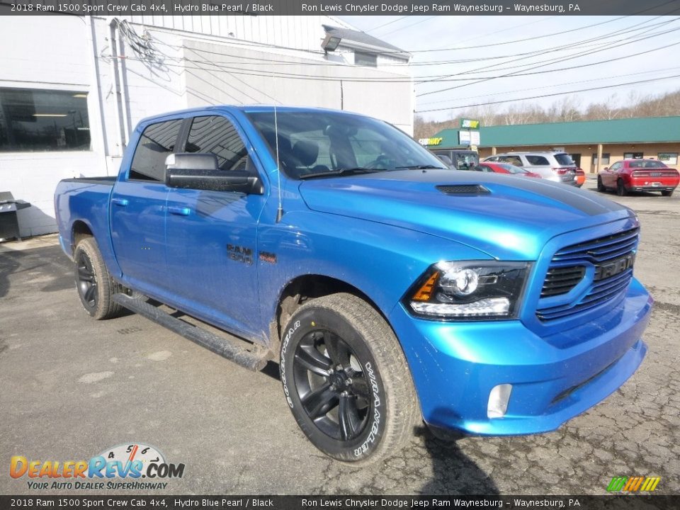 2018 Ram 1500 Sport Crew Cab 4x4 Hydro Blue Pearl / Black Photo #7