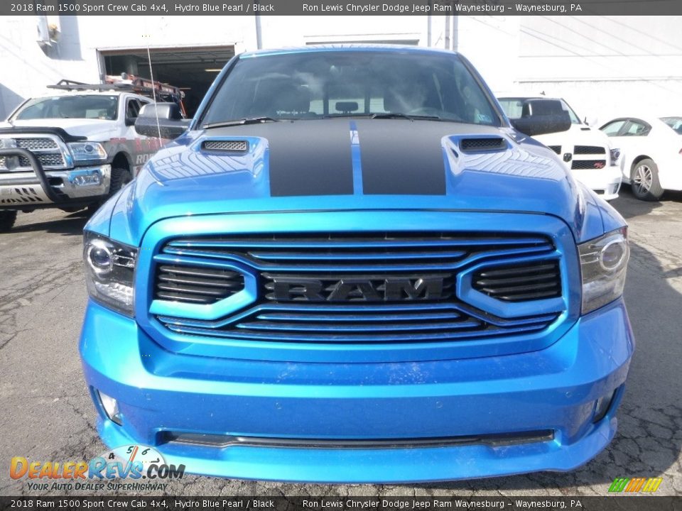 2018 Ram 1500 Sport Crew Cab 4x4 Hydro Blue Pearl / Black Photo #8