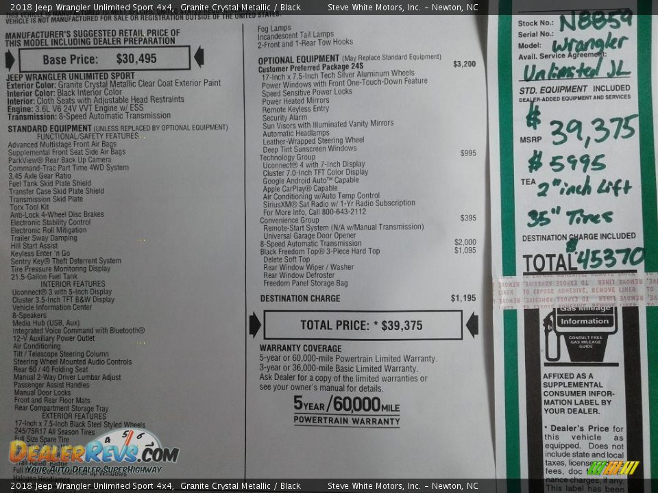 2018 Jeep Wrangler Unlimited Sport 4x4 Granite Crystal Metallic / Black Photo #32