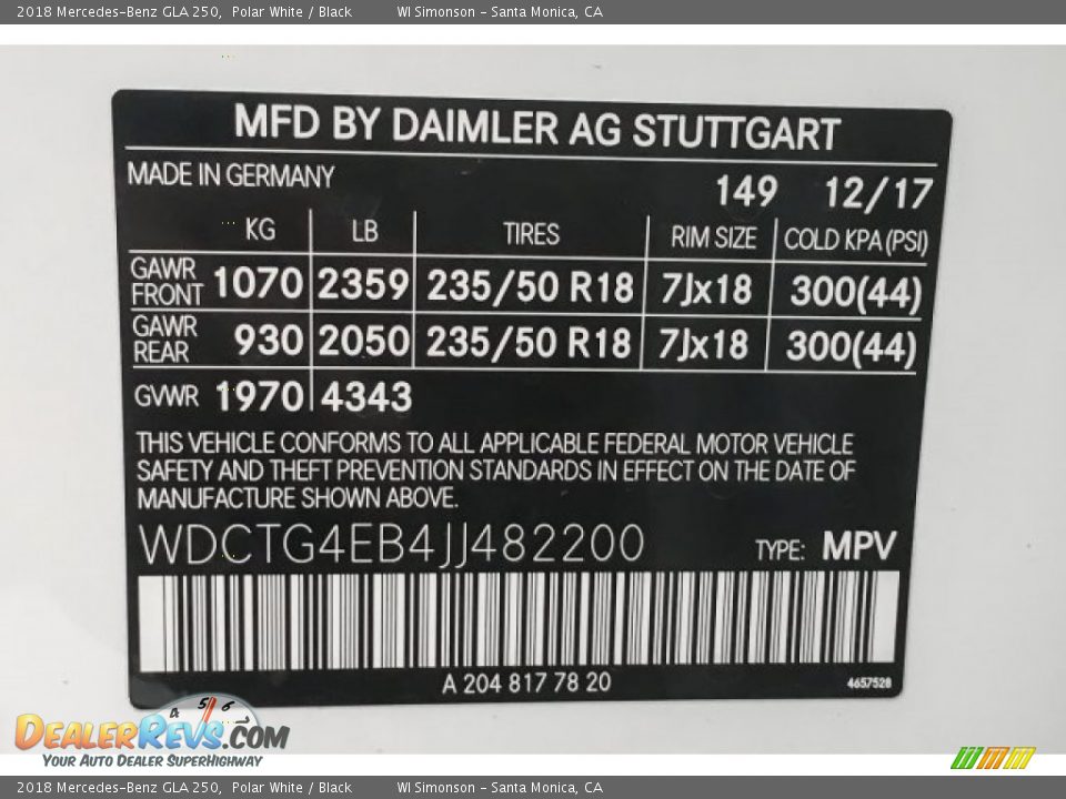 2018 Mercedes-Benz GLA 250 Polar White / Black Photo #11