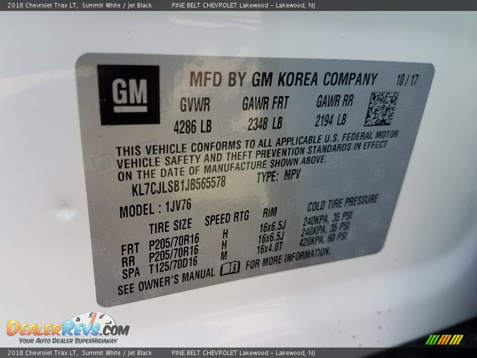 2018 Chevrolet Trax LT Summit White / Jet Black Photo #9