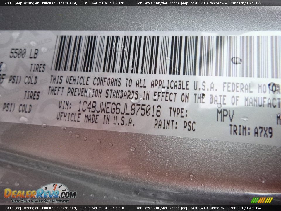 2018 Jeep Wrangler Unlimited Sahara 4x4 Billet Silver Metallic / Black Photo #15