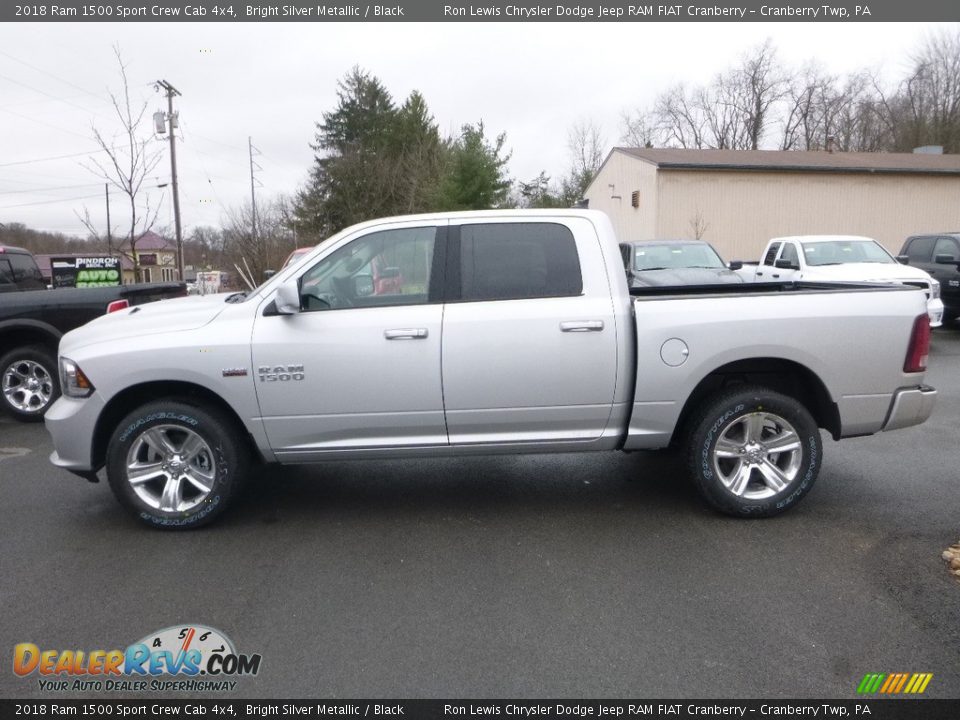 2018 Ram 1500 Sport Crew Cab 4x4 Bright Silver Metallic / Black Photo #2
