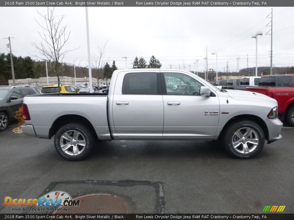 2018 Ram 1500 Sport Crew Cab 4x4 Bright Silver Metallic / Black Photo #6