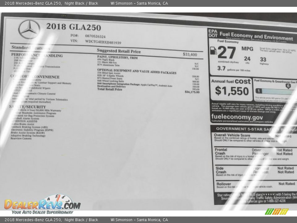 2018 Mercedes-Benz GLA 250 Night Black / Black Photo #10