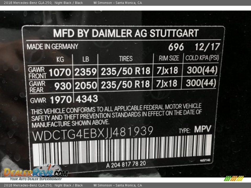 2018 Mercedes-Benz GLA 250 Night Black / Black Photo #11
